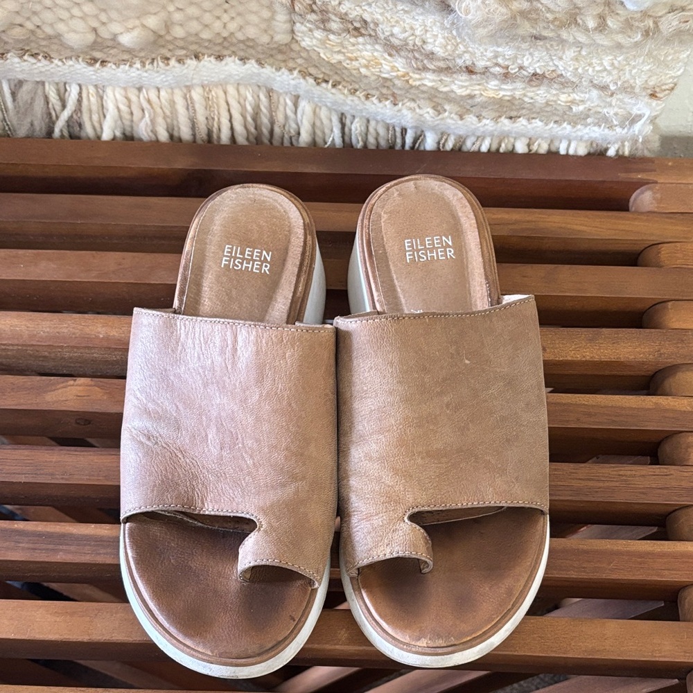 Eileen Fisher Women's Brown Leather Mules